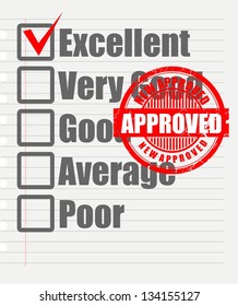 passed your business evaluation with excellent grade and ink stamp