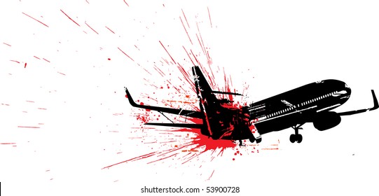 Passenger Air Plane Crash Vector Illustration