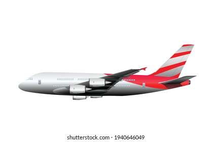 passenger air plane. Side view of detailed passenger air plane isolated on white background. Vector illustration