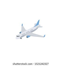 Passenger air plane. Vector 3d isometric, color web icon, new flat style. Creative illustration design, idea for infographics.