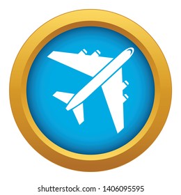 Passenger airliner icon blue vector isolated on white background for any design
