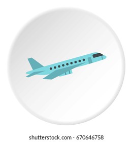 Passenger airliner icon in flat circle isolated vector illustration for web