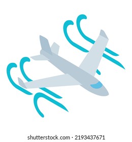 Passagierflugzeug-Icon isometrische Vektorgrafik. Passagierflugzeuge, die im Luftstrom fliegen. Flugzeug, Flugzeug, Luftfahrt, Luftverkehr