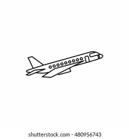 Passenger airliner icon in outline style on a white background vector illustration