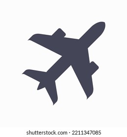 Silhouette del avión de pasajeros. Icono de la vista superior de la aeronave. Ilustración vectorial plana aislada en fondo blanco.