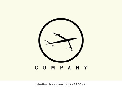 passenger airplane abstract illustration vector logo in circle style