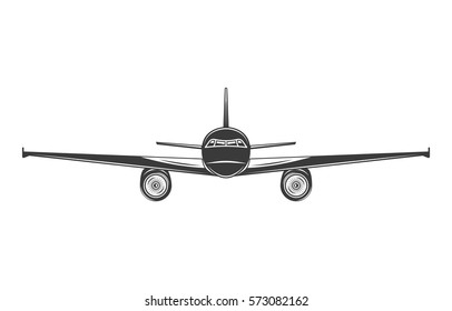 Passenger airplane design element isolated on white background. vector illustration