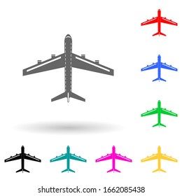 passenger airplane multi color style icon. Simple glyph, flat vector of transport view from above icons for ui and ux, website or mobile application