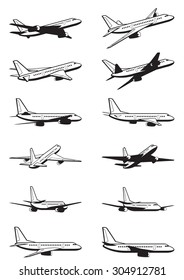 Passenger airplane in perspective - vector illustration