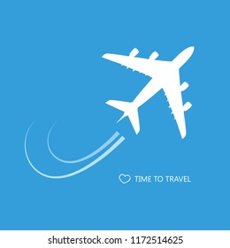 passenger airplane time to travel blue background vector illustration EPS10