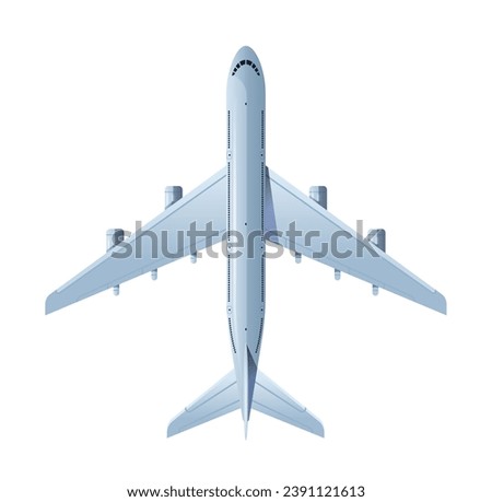 Passenger airplane top view icon. Flat aircraft vector illustration on isolated background