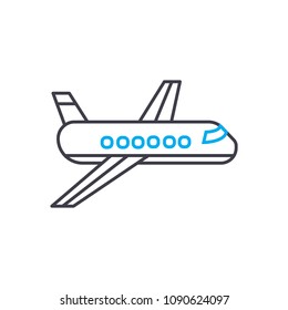 Passenger airplane vector thin line stroke icon. Passenger airplane outline illustration, linear sign, symbol isolated concept.