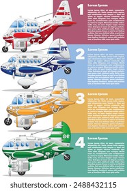 Passenger airplanes. Side view. The template for the presentation. Vector illustration.