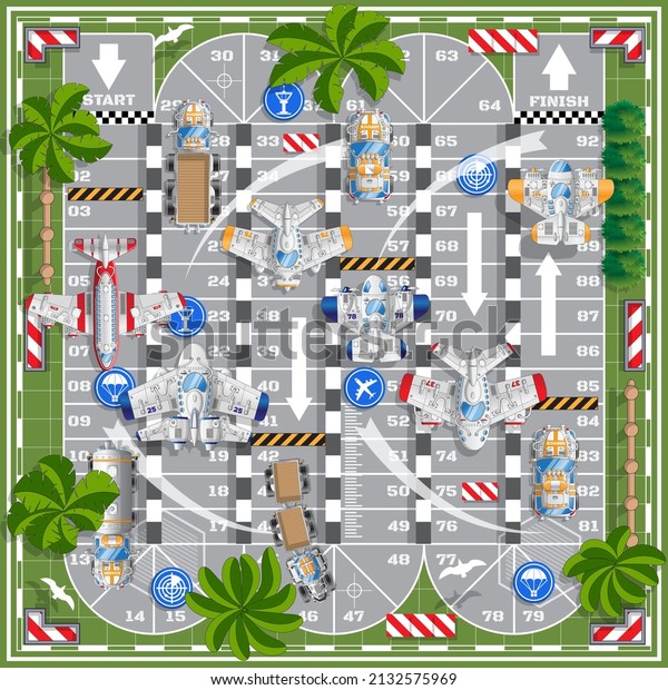 Passenger airport. Board game.\
Infrastructure. View from above. Vector\
illustration.