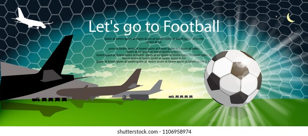 Passenger airport with planes and soccer ball