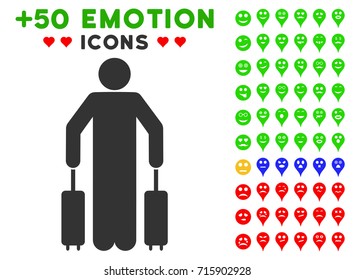 Passenger Baggage icon with colored bonus mood pictograph collection. Vector illustration style is flat iconic symbols for web design, app user interfaces, messaging.