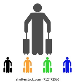 Passenger Baggage icon. Vector illustration style is a flat iconic passenger baggage symbol with black, gray, green, blue, yellow color variants. Designed for web and software interfaces.