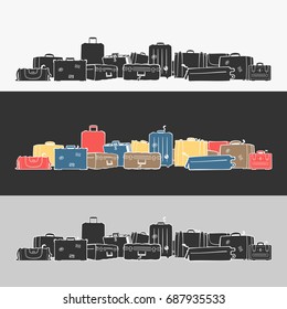 Passenger Baggage Suitcases and Bags Vector Illustration