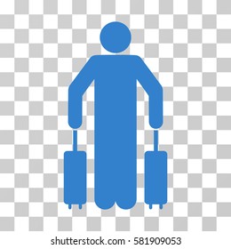 Passenger Baggage vector icon. Illustration style is a flat iconic cobalt symbol on a transparent background.