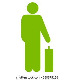 Passenger Baggage vector icon. Style is flat eco green symbol, rounded angles, white background.