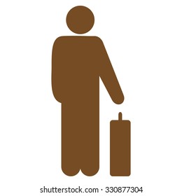 Passenger Baggage vector icon. Style is flat brown symbol, rounded angles, white background.