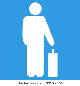 Passenger Baggage vector icon. Style is flat white symbol, rounded angles, blue background.