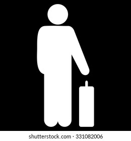 Passenger Baggage vector icon. Style is flat white symbol, rounded angles, black background.