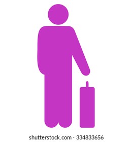 Passenger Baggage vector icon. Style is flat violet symbol, rounded angles, white background.