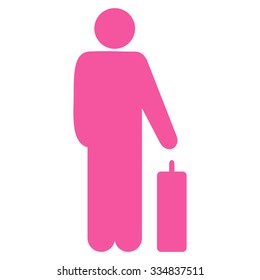Passenger Baggage vector icon. Style is flat pink symbol, rounded angles, white background.