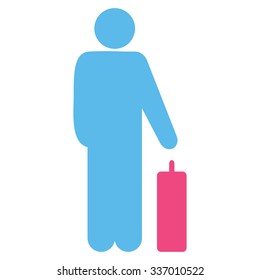Passenger Baggage vector icon. Style is flat bicolor pink and blue symbol, rounded angles, white background.