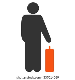 Passenger Baggage vector icon. Style is flat bicolor orange and gray symbol, rounded angles, white background.