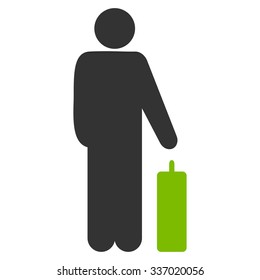 Passenger Baggage vector icon. Style is flat bicolor eco green and gray symbol, rounded angles, white background.