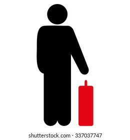 Passenger Baggage vector icon. Style is flat bicolor intensive red and black symbol, rounded angles, white background.