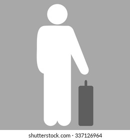 Passenger Baggage vector icon. Style is flat bicolor dark gray and white symbol, rounded angles, silver background.