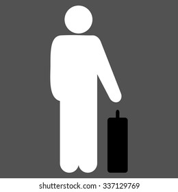Passenger Baggage vector icon. Style is flat bicolor black and white symbol, rounded angles, gray background.