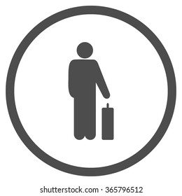 Passenger Baggage vector icon. Style is flat circled symbol, gray color, rounded angles, white background.