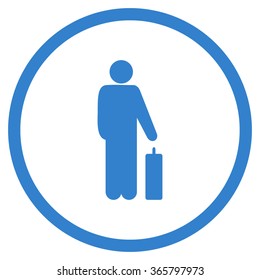 Passenger Baggage vector icon. Style is flat circled symbol, cobalt color, rounded angles, white background.