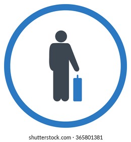 Passenger Baggage vector icon. Style is bicolor flat circled symbol, smooth blue colors, rounded angles, white background.
