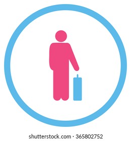 Passenger Baggage vector icon. Style is bicolor flat circled symbol, pink and blue colors, rounded angles, white background.
