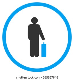 Passenger Baggage vector icon. Style is bicolor flat circled symbol, blue and gray colors, rounded angles, white background.