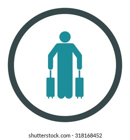 Passenger baggage vector icon. This rounded flat symbol is drawn with soft blue colors on a white background.