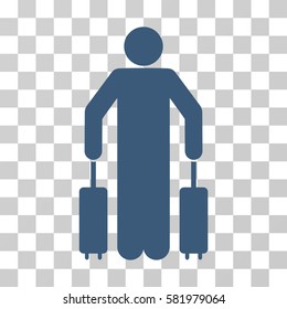 Passenger Baggage vector pictogram. Illustration style is a flat iconic blue symbol on a transparent background.