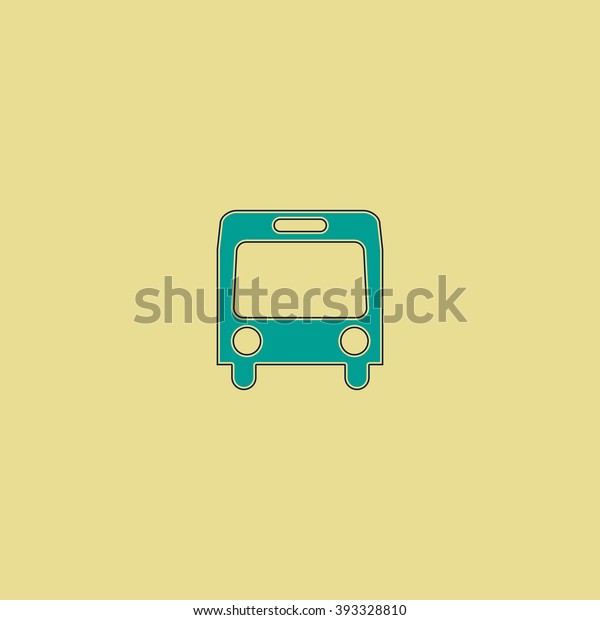 Passenger bus Flat line icon on yellow background.\
Vector pictogram with\
stroke