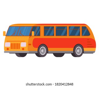 Passenger bus front and side view. Urban passenger transport.Isolated on a white background.Vector flat illustration.