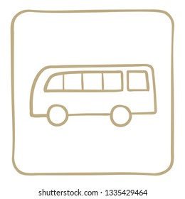
passenger bus icon in light brown frame. Vector graphics.