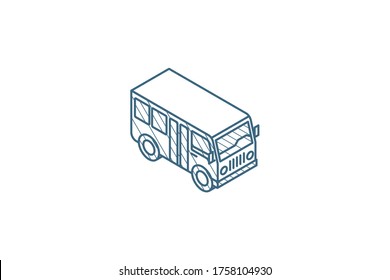 passenger bus isometric icon. 3d vector illustration. Isolated line art technical drawing. Editable stroke