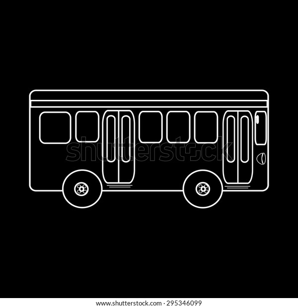 Passenger bus journey to city public transport.\
Black and white silhouette of the\
car