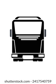 Passenger bus rear view. Simple illustration in black and white.