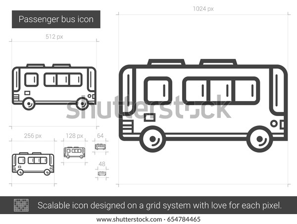 Passenger bus vector line icon isolated\
on white background. Passenger bus line icon for infographic,\
website or app. Scalable icon designed on a grid\
system.