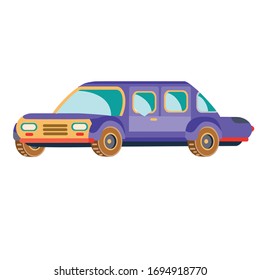 passenger car in blue flat style, isolated object on white background, vector illustration,